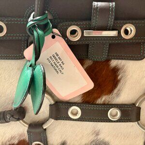 Spectacular, very rare NWT Luella Gisele bag: calf hair w/green leather accents